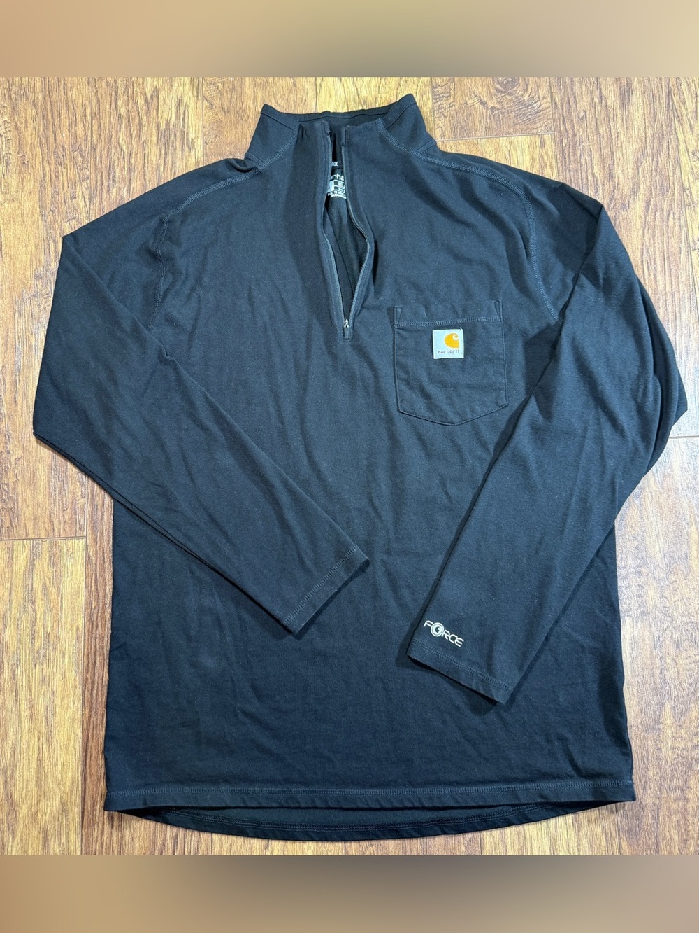 Carhartt Black Long-Sleeve Quarter-Zip Pocket Work Shirt